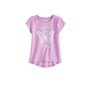 Jumping Beans Shirred Graphic Vented Hem Happy and Free Butterfly Top Size 4T